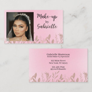Modern Boho Botanical Photo Script Soft Pink Business Card