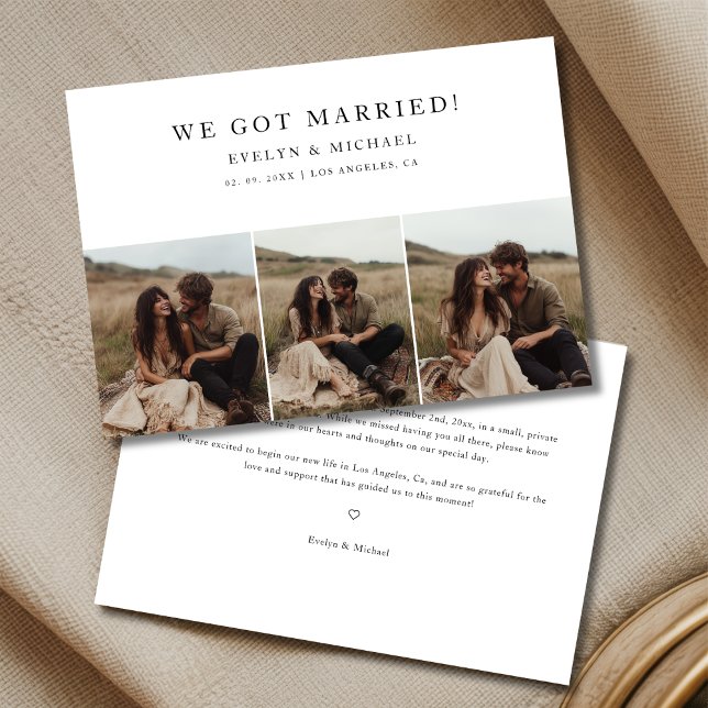 Modern Boho Budget Wedding We Got Married Photo Announcement (Creator Uploaded)