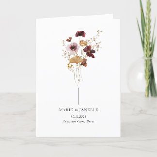 Modern Boho Burgundy Wildflower Wedding Program Programme