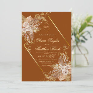 Modern Boho Burnt Orange  Wedding Invitation