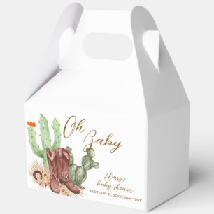 Modern Boho Cactus Cowboy Shoes Baby Shower Favour Box