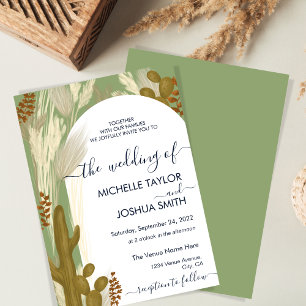 Modern Boho Cactus Pampas Arch Frame Invitation