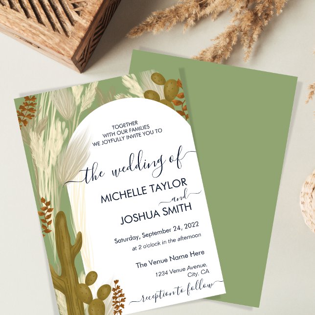 Modern Boho Cactus Pampas Arch Frame Invitation (Creator Uploaded)