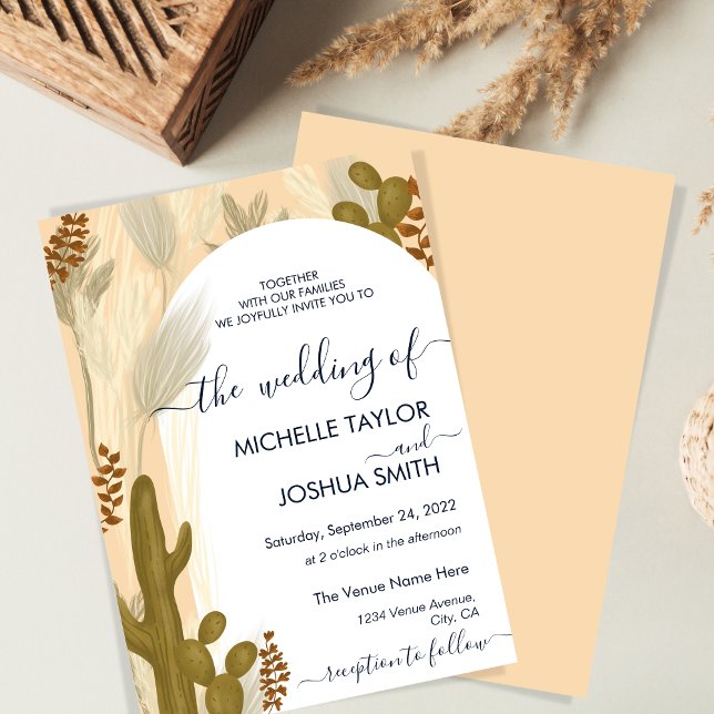 Modern Boho Cactus Pampas Arch Frame Invitation (Creator Uploaded)