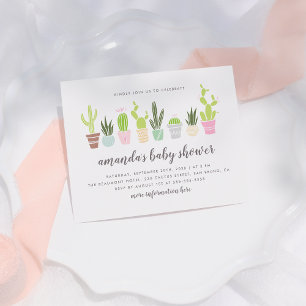 Modern Boho Cactus Plants & Succulents Baby Shower Invitation Postcard