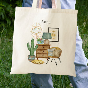 Modern Boho Cactus Tote Bag