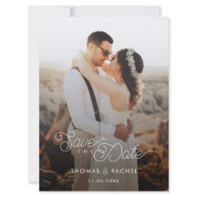 Modern Boho Calligraphy Photo Save the Date 