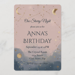 Modern Boho Celestial Birthday Invitation