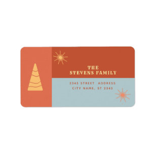 Modern boho cheerful colour block holiday label