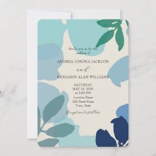 Modern Boho Chic Dusty Blue Wedding Invitation