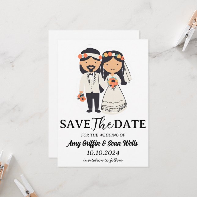 modern boho chic fall save the date cards (Front/Back In Situ)