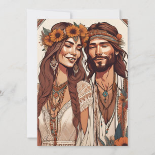 modern boho chic fall save the date cards