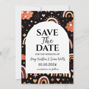 modern boho chic fall save the date cards