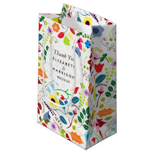 Modern Boho Chic Floral Wedding Favour Small Gift Bag