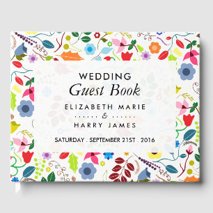 Modern Boho Chic Floral Wedding Guest Book
