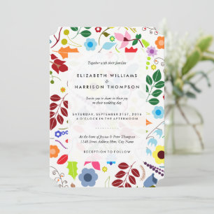 Modern Boho Chic Floral Wedding Invitation