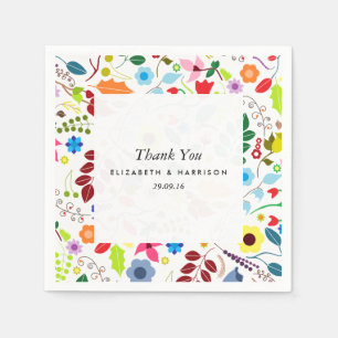 Modern Boho Chic Floral Wedding Napkin