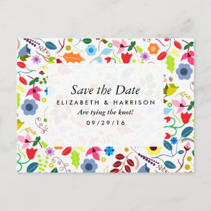 Modern Boho Chic Floral Wedding Save The Date Announcement Postcard