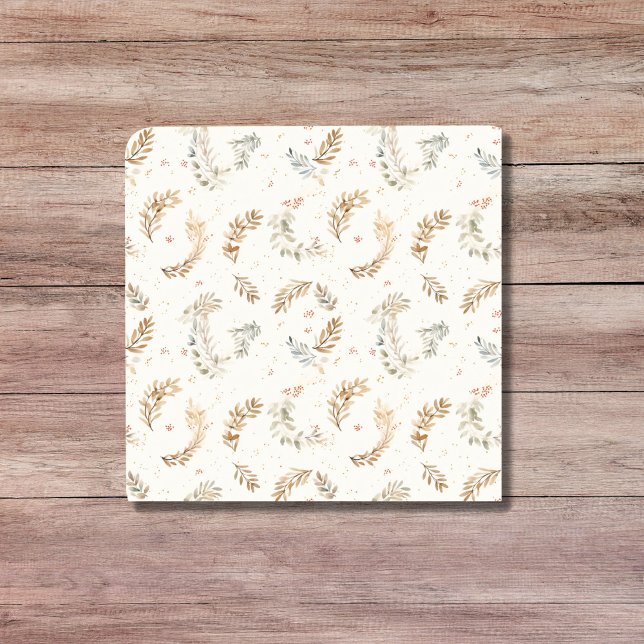 Modern Boho Chic Neutral Beige Brown Leaves Tile (Modern Boho Chic Neutral Beige Brown Leaves Ceramic Tile)
