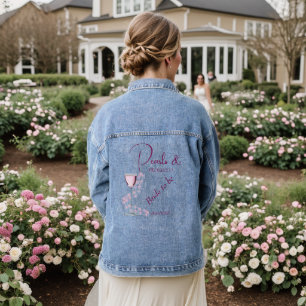 Modern Boho Chic Pearls and Prosecco Bridal Shower Denim Jacket