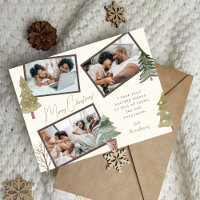 Modern Boho Christmas 3 Photo Collage Pine Trees