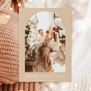 Modern Boho Christmas Card   Terracotta Photo Card