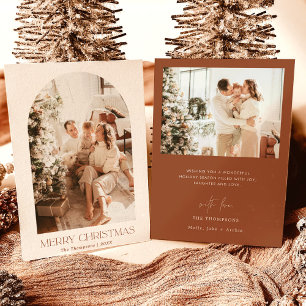 Modern Boho Christmas Card Terracotta Photo Card