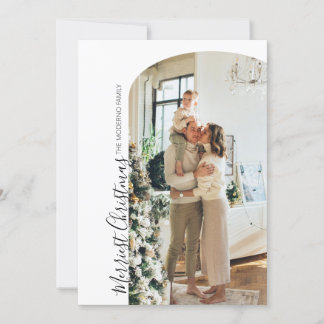 Modern Boho Christmas Card with Photo Arch
