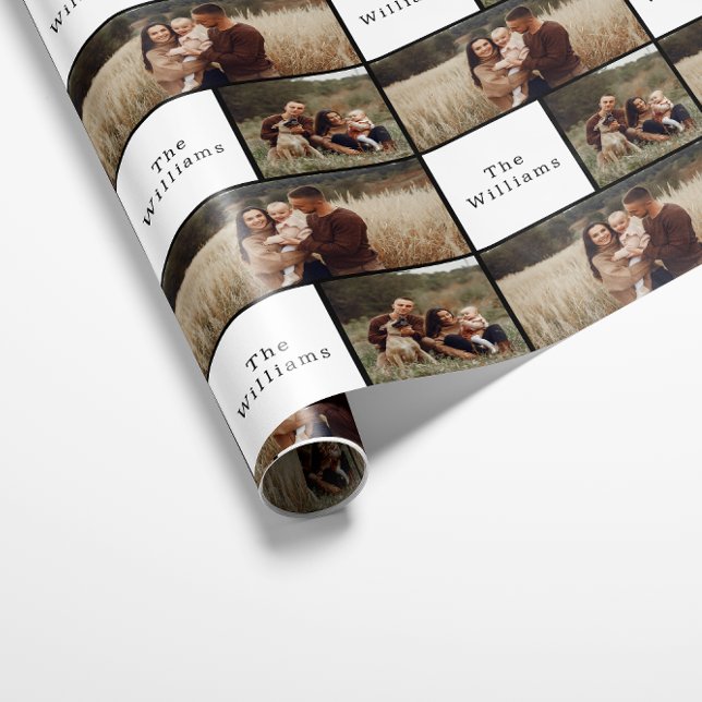 Modern Boho Christmas Family Photo Collage Wrapping Paper (Creator Uploaded)