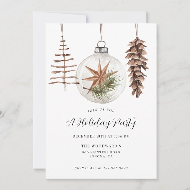 Modern Boho Christmas Holiday Party Invitation (Front)