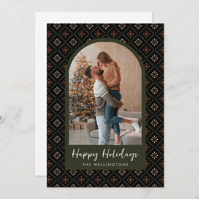 Modern Boho Christmas Holiday Pattern Arch Photo (Front/Back)