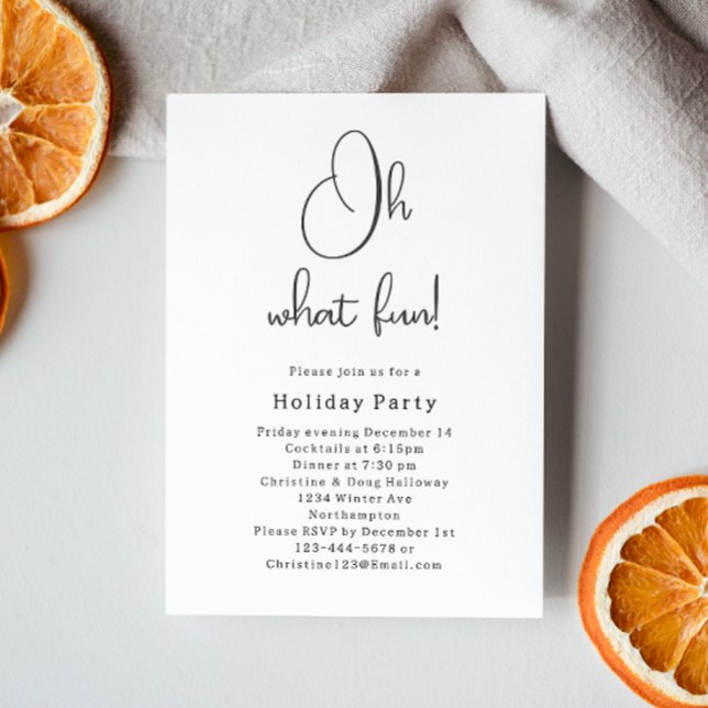 Modern Boho Christmas Oh What Fun Party Invitation (Creator Uploaded)