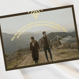 Modern Boho Christmas Photo Foil star Holiday Card
