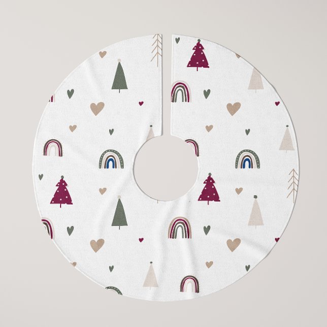 Modern Boho Christmas Rainbow and Heart Tree Skirt (Creator Uploaded)