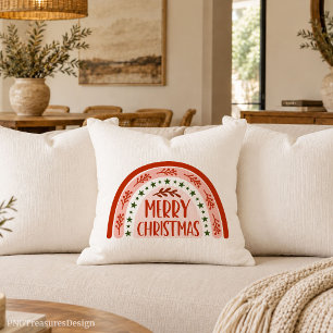 Modern Boho Christmas Rainbow Decor Pillow