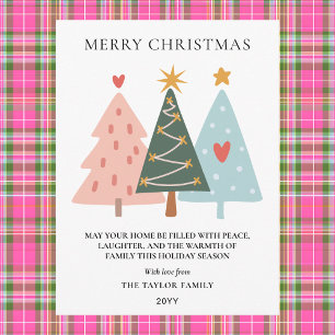 Modern Boho Christmas Trees Holiday Postcard