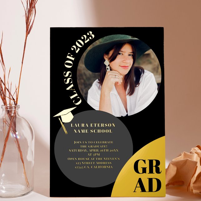 Modern boho circle black chic 5 photos graduation (Creator Uploaded)