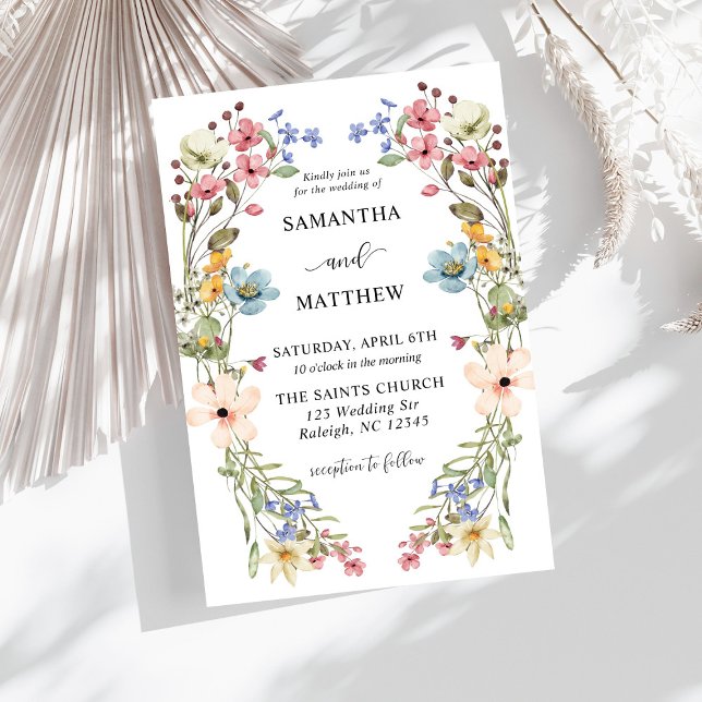 Modern Boho Colourful Wildflower Floral Wedding Invitation (Creator Uploaded)