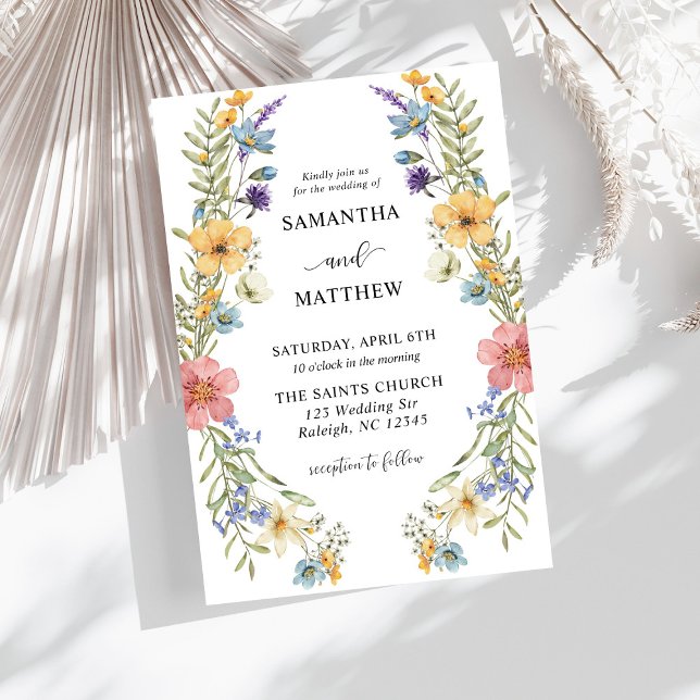 Modern Boho Colourful Wildflower Floral Wedding Invitation (Creator Uploaded)