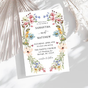 Modern Boho Colourful Wildflower Floral Wedding Invitation
