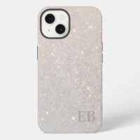 Modern Boho Cream Glitter Subtle Initials Monogram