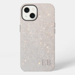 Modern Boho Cream Glitter Subtle Initials Monogram iPhone 13 Case