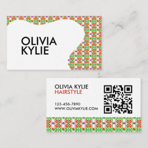 Modern Boho Cross Stitch Seamless Folk Pattern Business Card
