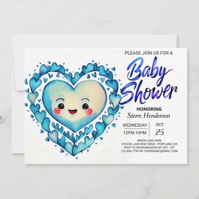 Modern Boho Cute and Sweet Boy Baby Shower Invitation (Front)