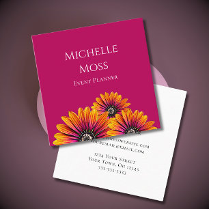 Modern Boho Daisies Elegant Whimsical Floral   Square Business Card