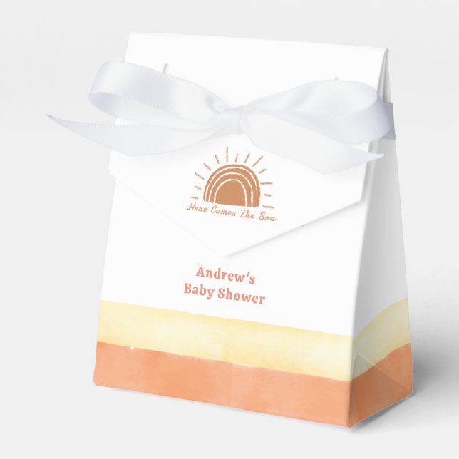 Modern Boho Desert Here Comes The Son Baby Shower  Favour Box (Front Side)