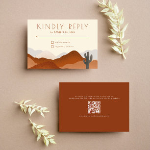 Modern Boho Desert Mountain Cactus Wedding RSVP Card