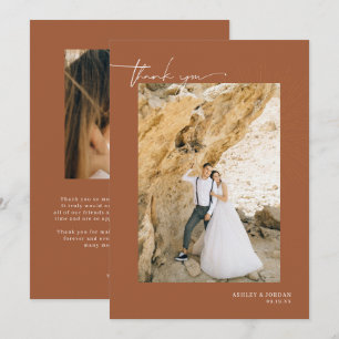 Modern Boho Desert Simple Script Wedding Thank You Card
