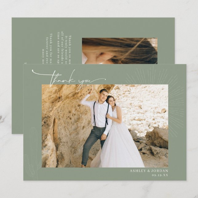 Modern Boho Desert | Simple Script Wedding  Thank  You Card (Front/Back)