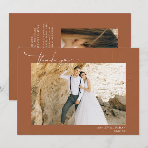 Modern Boho Desert Simple Script Wedding Thank You Card